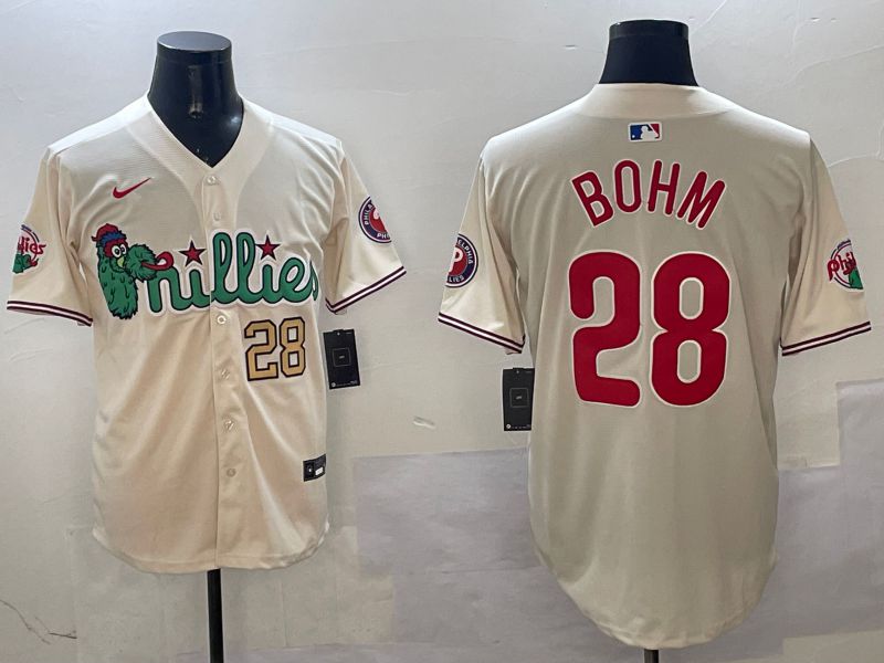 Men Philadelphia Phillies #28 Bohm Cream Three generations Joint Name Game 2025 Nike MLB Jersey style 3